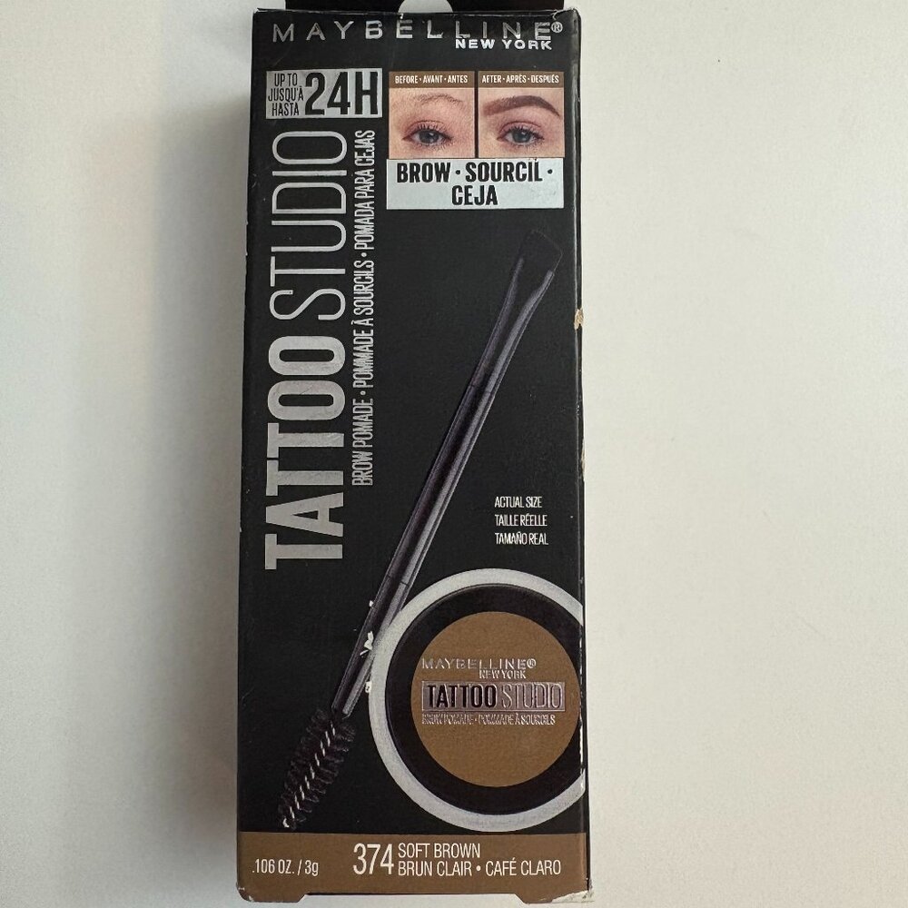 NWT Maybelline TattooStudio Brow Pomade 374 Soft Brown